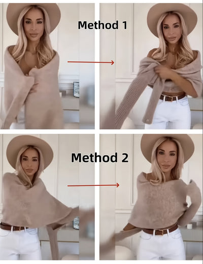 Elegant Off-Shoulder Long Sleeve Sweater
