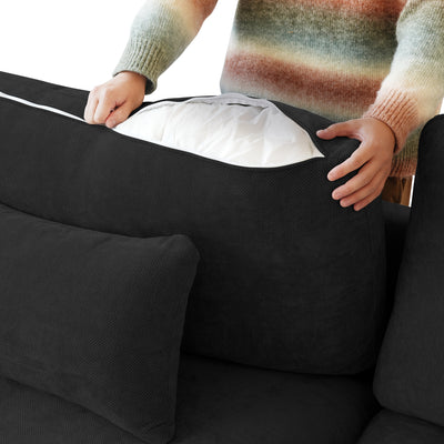 Sky Cloud Slope Sectional Sofa, Cozy Comfort 83-Inch Linen L-Shaped Sectional 2 Seater with Ottoman, Living Room Sofa, Sofa Sectional for Living Room, Couch for Bedroom, Foldable Sofa, Comfy Couch, Bedroom Seating, Lounge Fur