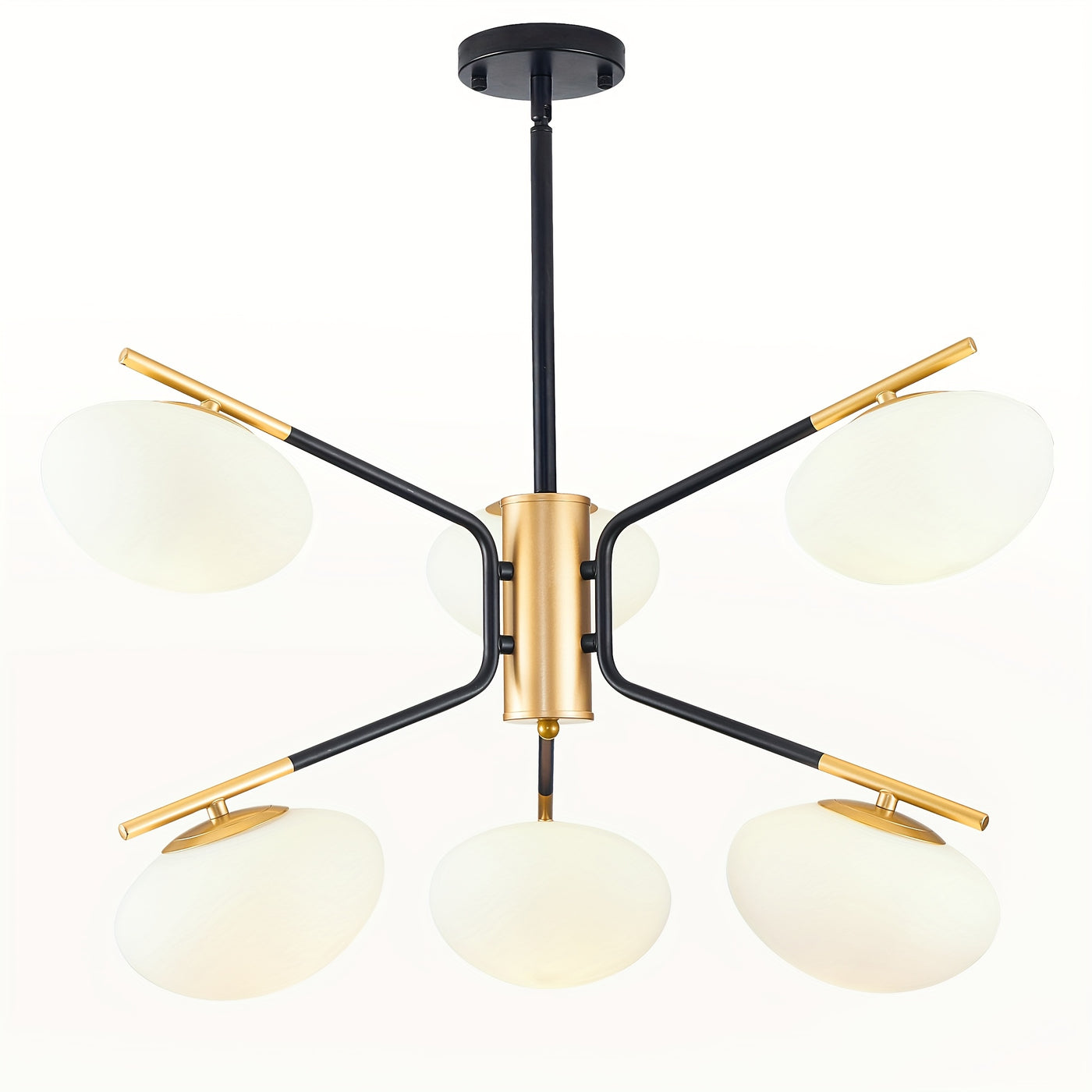 Chandelier Mid Century Modern Industrial E26 Pendant Lighting Black And Golden Light For Living Room, Kitchen, Bedroom, Dining Room And Farmhouse