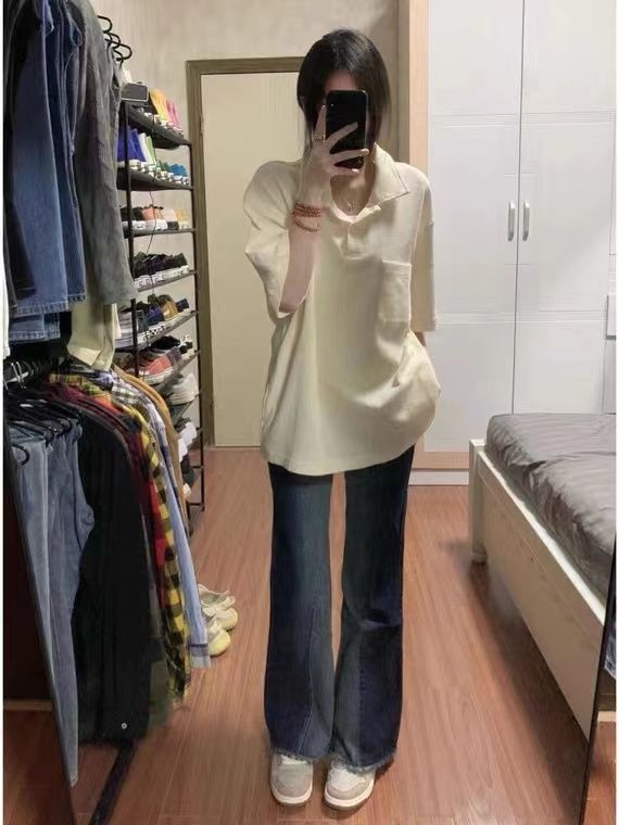 Women's Harajuku BF Style Lapel Short Sleeve