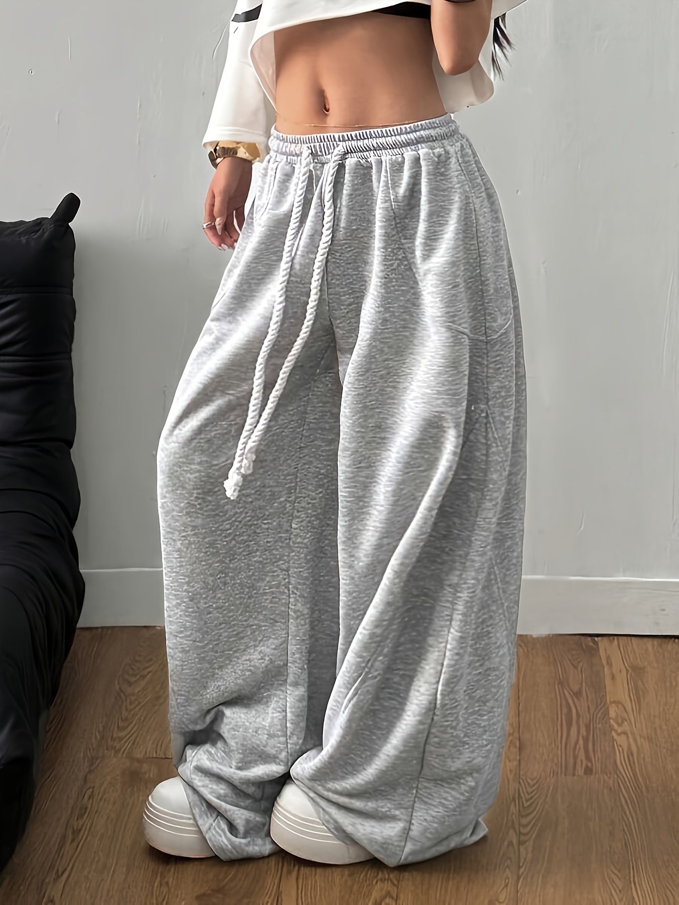 Autumn and Winter Women's Fashion Comfortable Versatile Casual Lazy Design Drawstring Pants