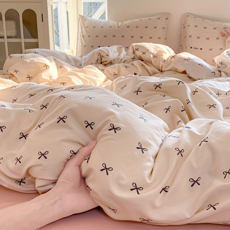 [Soft Duvet Cover] 3pcs Korean-Style Reversible Duvet Cover Set | 1 Duvet Cover + 2 Pillowcases, Soft, Breathable, Charmingly Minimalistic, Comfortable, AA Side Design, Suitable As Gifts for Valentine's Day, Thanksgiving, Mot