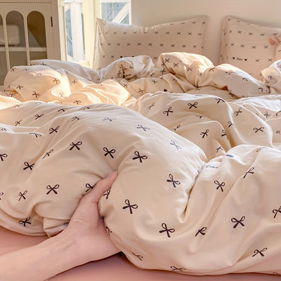 [Soft Duvet Cover] 3pcs Korean-Style Reversible Duvet Cover Set | 1 Duvet Cover + 2 Pillowcases, Soft, Breathable, Charmingly Minimalistic, Comfortable, AA Side Design, Suitable As Gifts for Valentine's Day, Thanksgiving, Mot