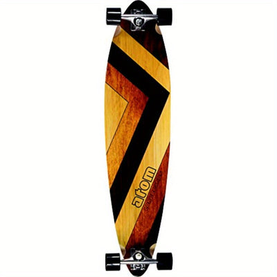 Atom Pintail Longboard 39" Woody, Safety Gear Compatible, Cruising Skateboard, Artistic Skateboard, Durable Silicon Carbide, Aluminum Hangers