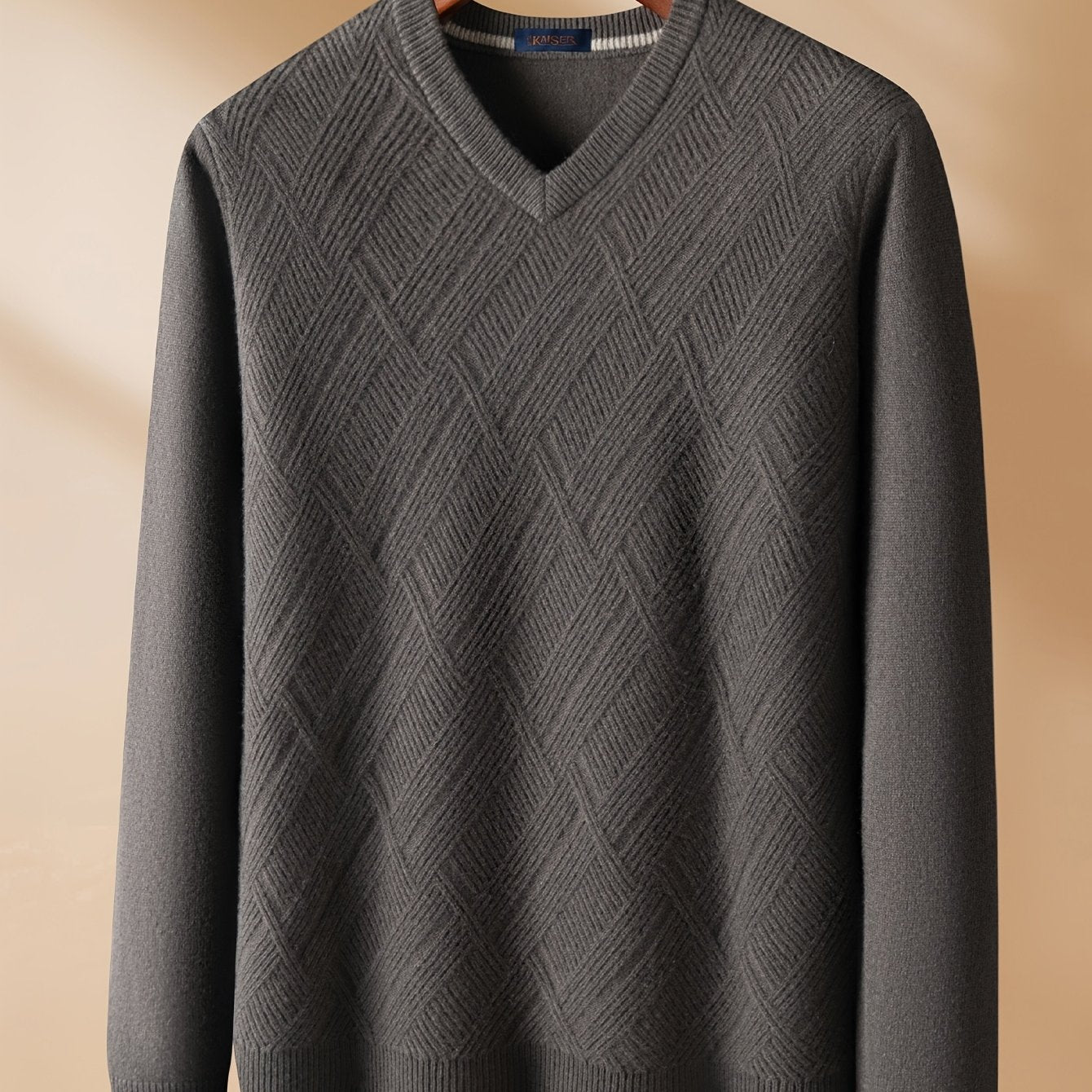 KAISER Men's Cozy Wool V-Neck Sweater - Casual Striped Long Sleeve Pullover for Fall/Winter, Soft & Warm, Korean And Japanese Targeted, Fashion