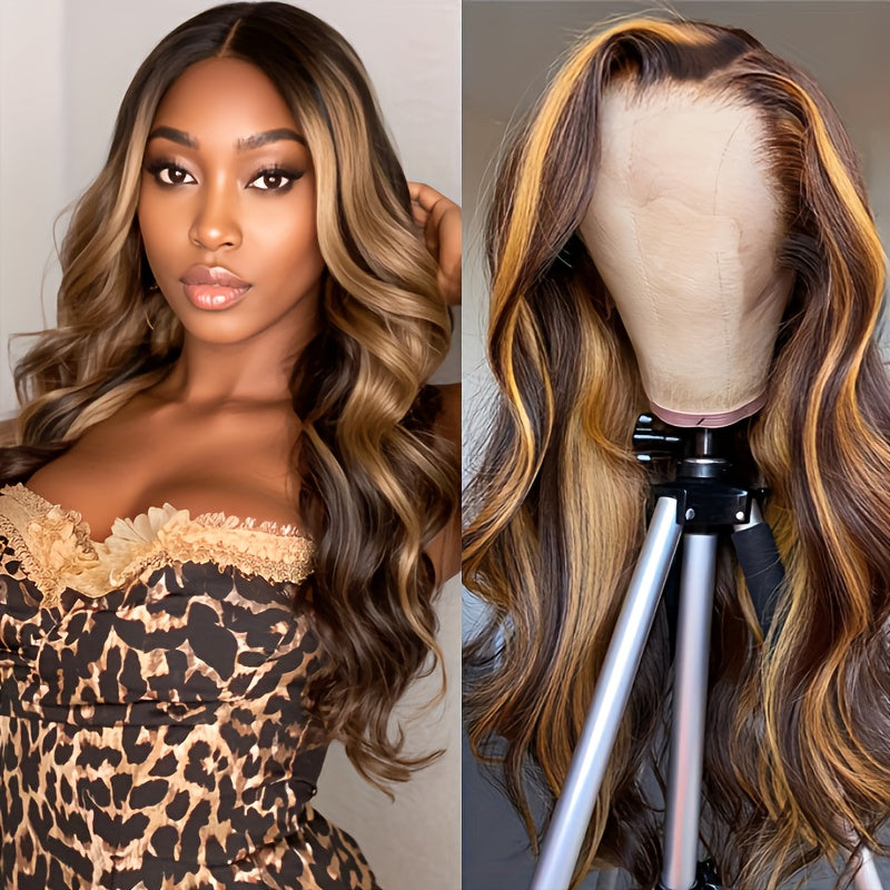 Piano Brown Long Wavy Front Lace Wig