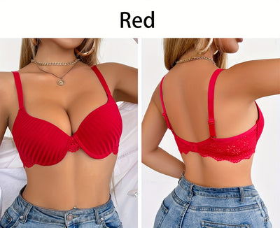 [6pcs] Elegant Striped Push-Up Bras
