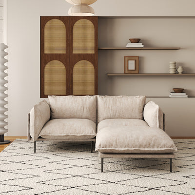 74" Modern Modular Sectional Sofa with Ottoman - Brown Chenille Fabric Cloud Couch, High-Density Foam Cushions & 7.87" Raised Legs, Space-Saving Design for Small Spaces, Easy Assembly, Pet-Friendly & Vacuum-Compatible, Hardwo