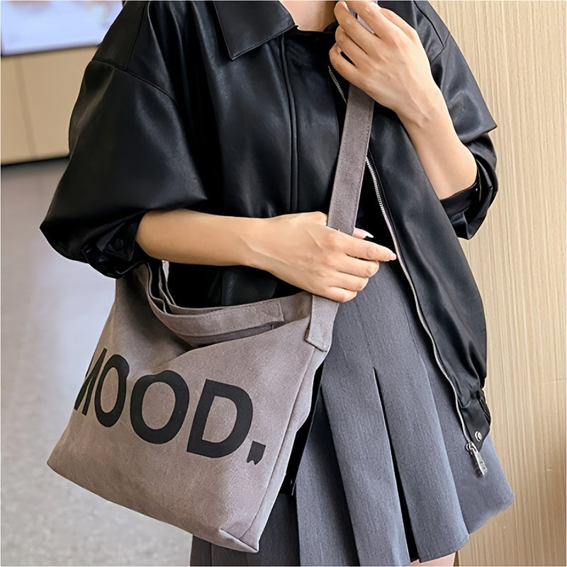 Large-capacity Ins Korean Student Letter Canvas Tote Bag, Simple And Versatile One-shoulder Crossbody