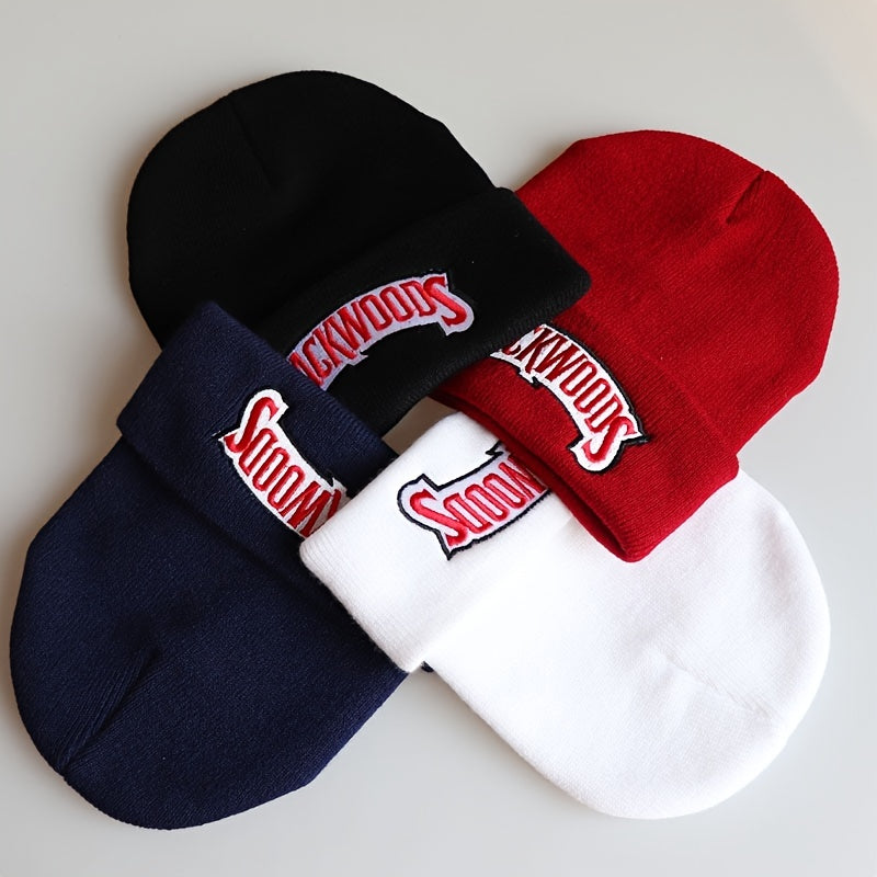 1pc Cozy "BACKWOODS" Thermal Knitted Hat for Men - Soft, Warm, and Breathable - Ideal Gift Choice for Outdoor Enthusiasts and Casual Wear