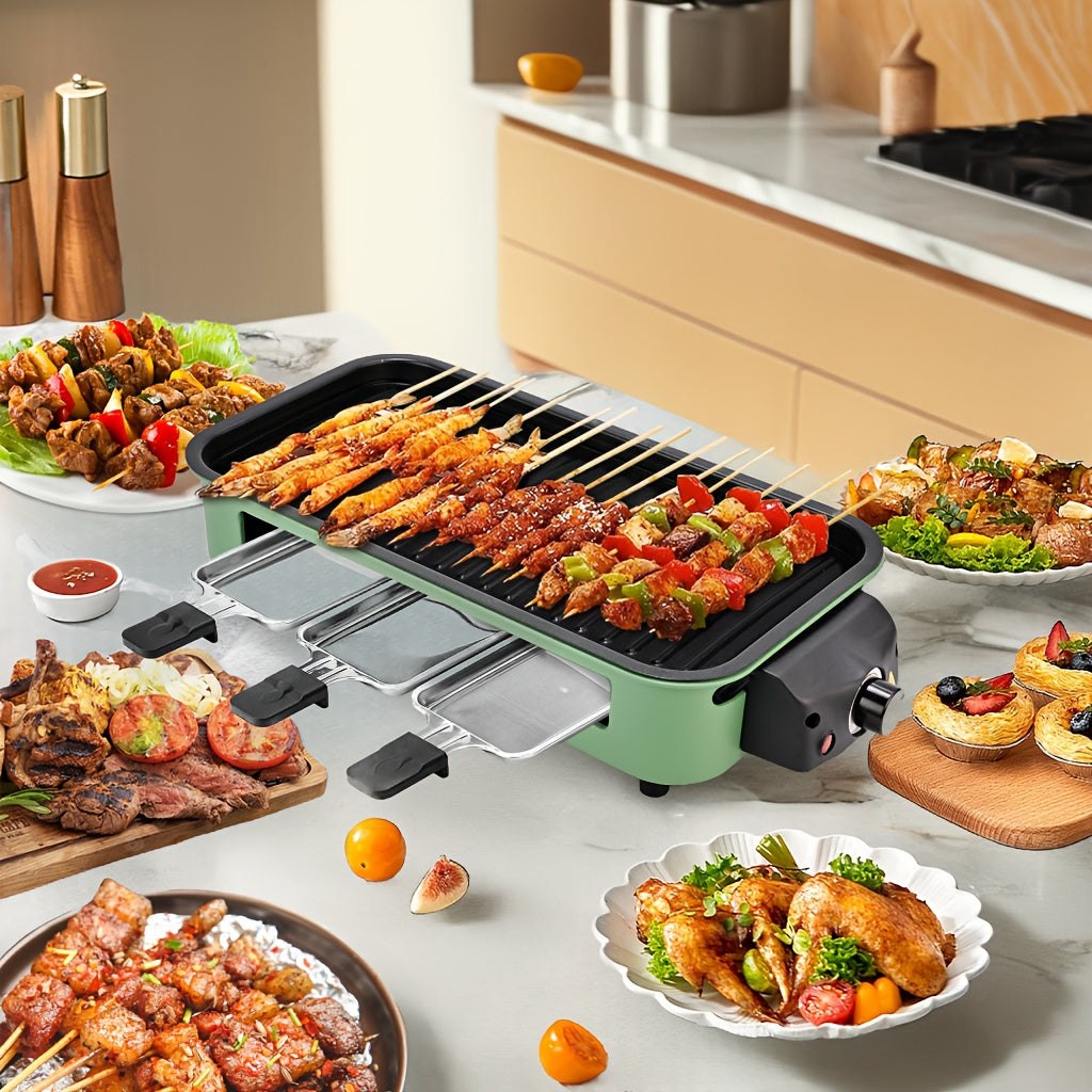 Non-smoking Electric Grill, Indoor Kitchen Grill With Removable Non-stick Pan, Portable Korean Barbecue Grill With Removable Temperature Control, 1500W