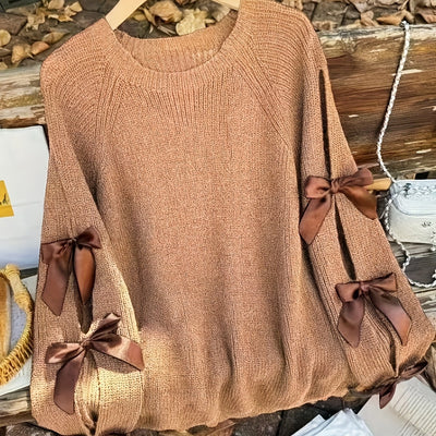 Oversized Sweater with Ruffled Bow Detail