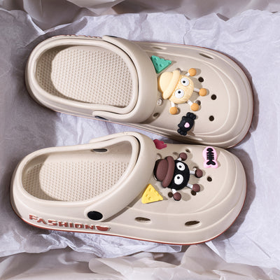 Mid-Year, Summer New Arrivals, Japanese and Korean Fashion Women's Cute Detachable Coal Ball EVA Hole Shoes, Adorable Coal Ball Charms, Comfortable Casual Versatile, 1.97inch Thickened Sole, Rotatable Back Strap for Dual Wear