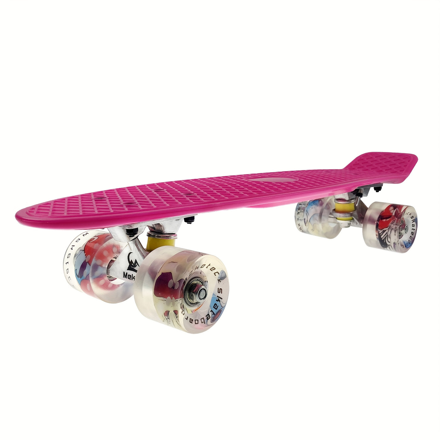 Beginner-Friendly Skateboard with Lightweight PP Material, Smooth Carbon Steel Bearings, 220.46LB Load Capacity – Perfect for Learning to Skate, Black Deck with Yellow Accents, Transparent Wheels for Easy Visibility