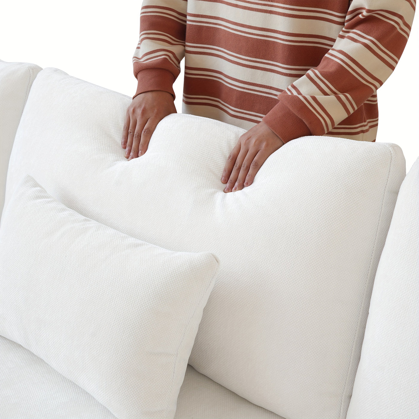 Sky Cloud Slope Sectional Sofa, Cozy Comfort 83-Inch Linen L-Shaped Sectional 2 Seater with Ottoman, Living Room Sofa, Sofa Sectional for Living Room, Couch for Bedroom, Foldable Sofa, Comfy Couch, Bedroom Seating, Lounge Fur
