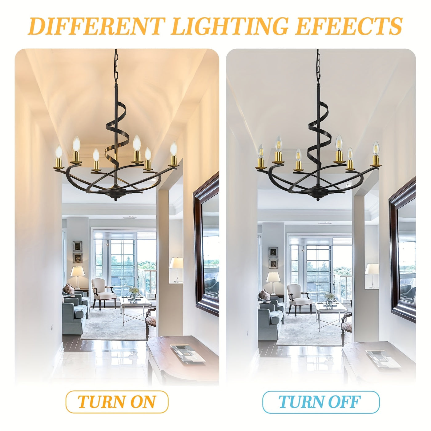 Farmhouse Chandeliers For Dining Room, Industrial Foyer Lighting Fixtures, Modern High Ceiling Hanging Pendant Lights, For Living Room, Bedroom, Kitchen Island, Staircase, Entryway