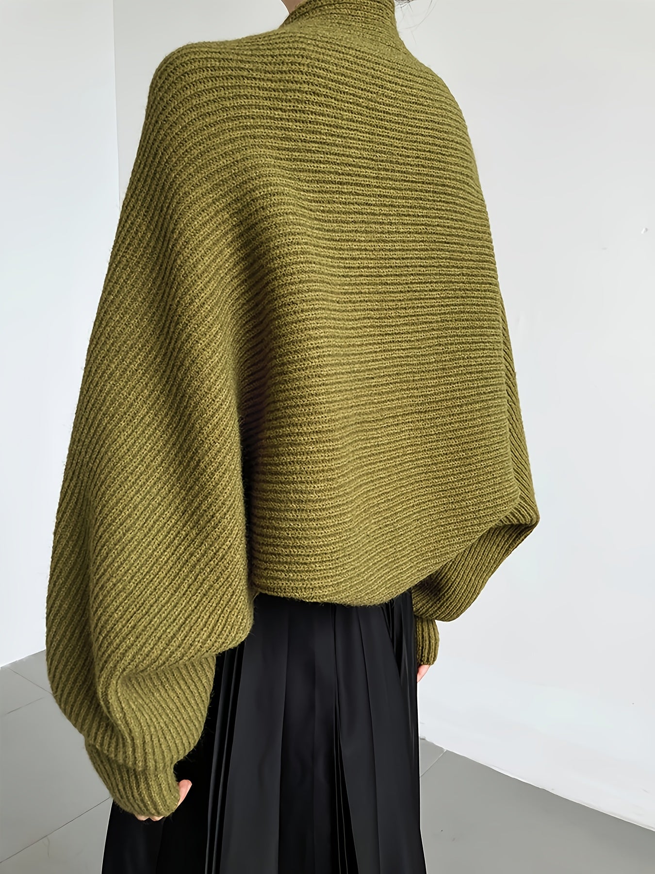 Women'S Olive Green Ribbed Cardigan with Front Button Detail - Casual Off-Shoulder Style, Long Sleeves, Lightweight & Breathable for Spring/Fall, Fall Cardigan | Offshoulder Cardigan | Construction