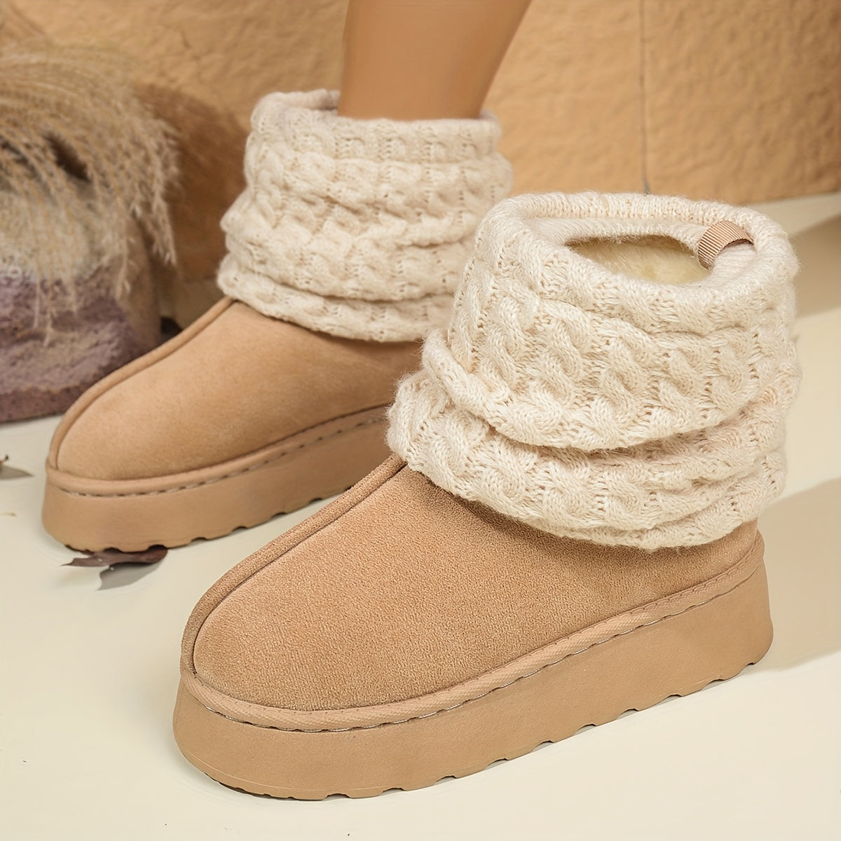 Cozy Slip-On Mid-Calf Boots