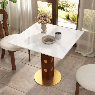 33.5" Round & Square Dining Table for 2-4 People(Only Table, Chair Not Included), Marble Meeting Room Table Multipurpose Conference Table with Soild Wood Base for Office