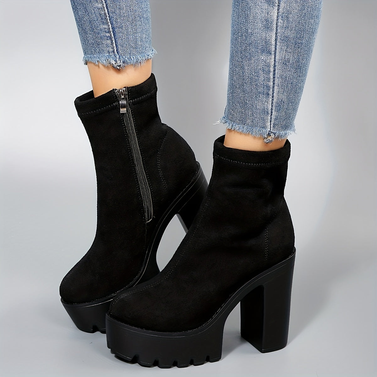 New Autumn Chunky-Heeled Ankle Boots, Lightweight And Versatile, with Ultra-High Platform Heels.