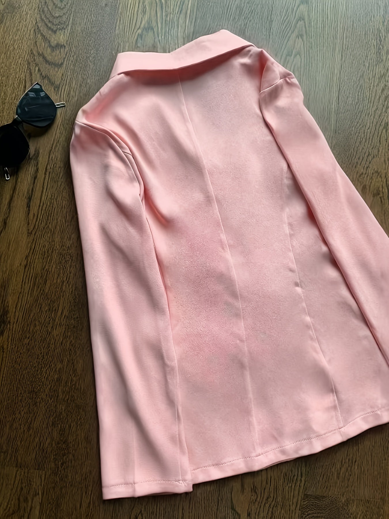Chic V-Neck Crop Top, Versatile Pants Skirt & Long Sleeve Blazer Three-Piece Set - Polyester Blend, Solid Color, Pockets, Perfect for Spring/Summer, Chic Outfit