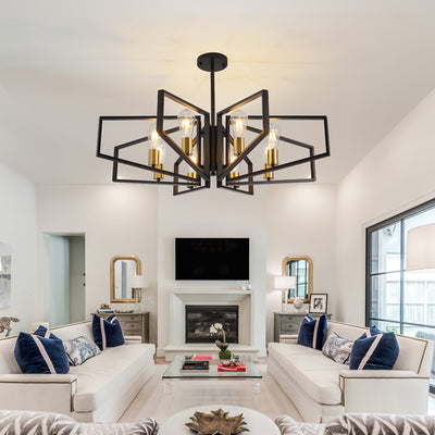 Modern Chandelier, 4Light & 8-Light Farmhouse Dining Room Light Fixture, Modern Industrial Chandelier For Living Room, Bedroom, Foyer, Stairway, Entryway