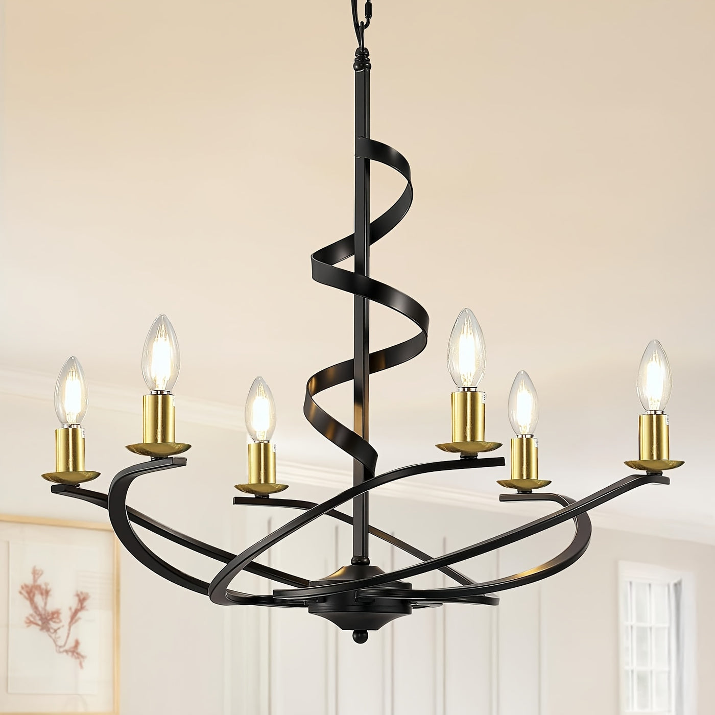 Farmhouse Chandeliers For Dining Room, Industrial Foyer Lighting Fixtures, Modern High Ceiling Hanging Pendant Lights, For Living Room, Bedroom, Kitchen Island, Staircase, Entryway
