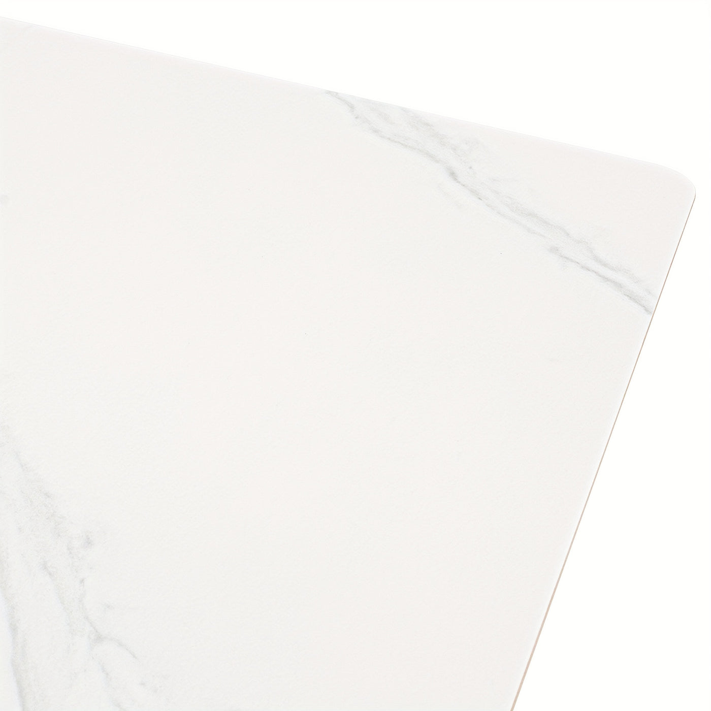 Modern White Sintered Stone Dining Table with Solid Carbon Steel Legs - Space-Saving Rectangular Table for Small Spaces, Easy Assembly, Scratch & Heat Resistant, 200lb Weight Capacity, Marble-Like Surface, Ideal for Apartment