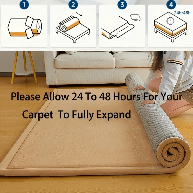 1pc Japanese Tatami Mat, Coral Velvet Mellow Mat, Baby Play Mat For Floor, 1.2 Inch Thick Crawling Rugs, Padded Foam Area Mat For Kids Playroom, Playpen, Nursery, Living Room, Yoga Mat, Non-Slip Backing