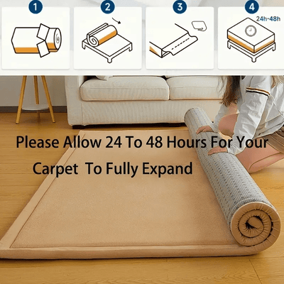 1pc Japanese Tatami Mat, Coral Velvet Mellow Mat, Baby Play Mat For Floor, 1.2 Inch Thick Crawling Rugs, Padded Foam Area Mat For Kids Playroom, Playpen, Nursery, Living Room, Yoga Mat, Non-Slip Backing