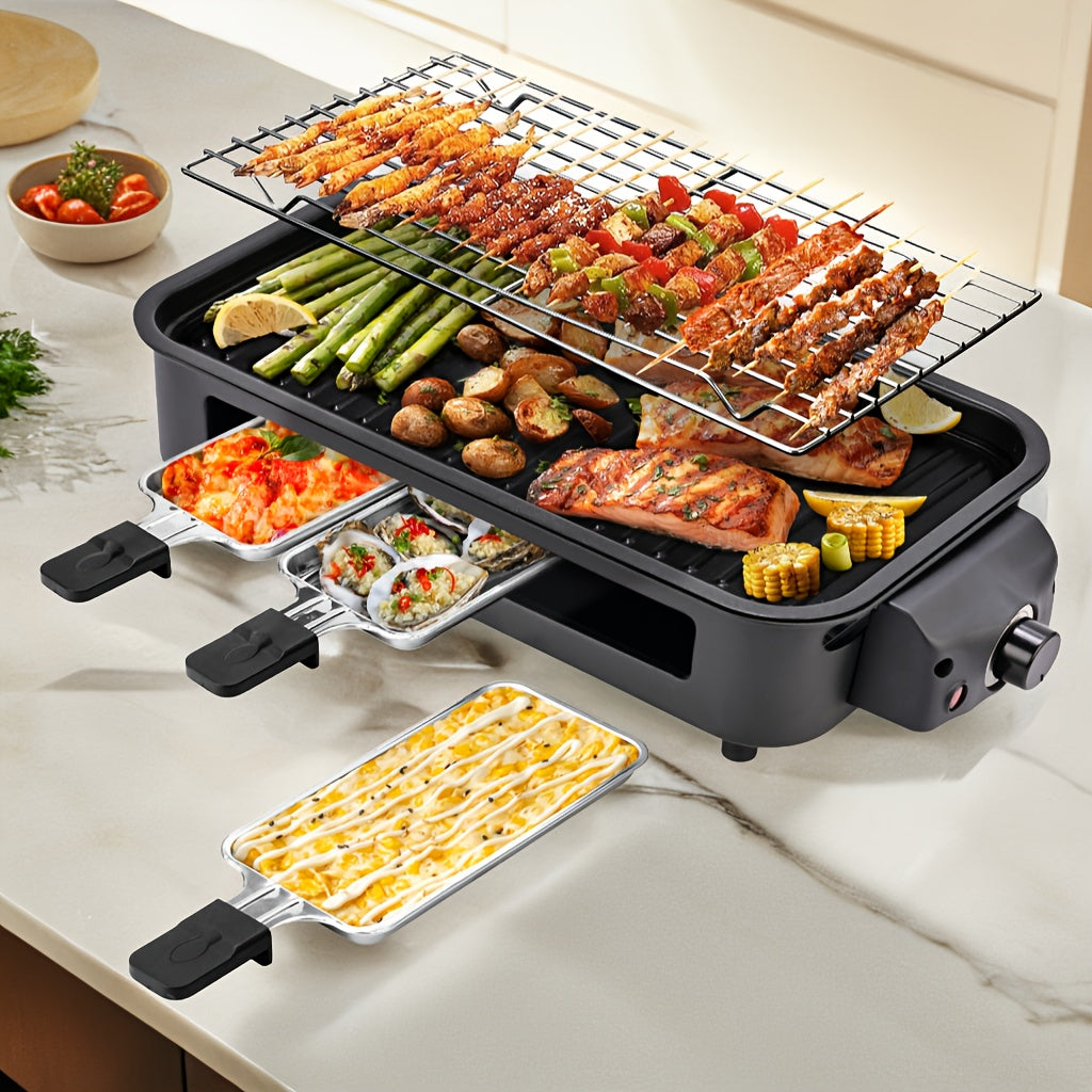 Non-smoking Electric Grill, Indoor Kitchen Grill With Removable Non-stick Pan, Portable Korean Barbecue Grill With Removable Temperature Control, 1500W