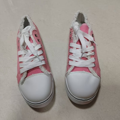 Women's Canvas Sneakers 2024, Korean Style, Casual Flat Lace-Up, Solid Color, All-Season, Round Toe, EVA Sole, Fabric Lining, Hand Wash Only, No Print, Versatile Footwear