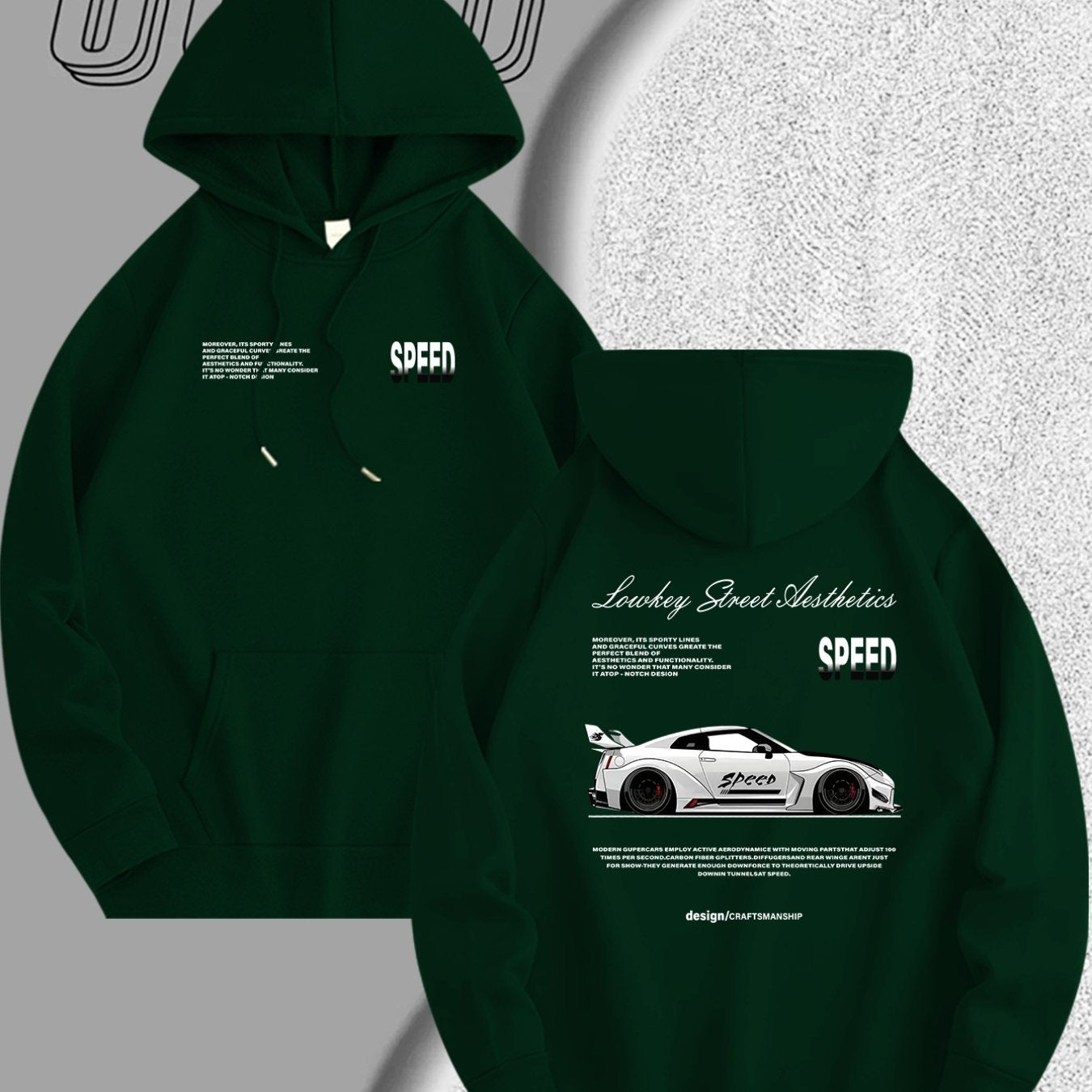 Men's Light Blue Racing Car Graphic Hooded Sweatshirt - Casual Long Sleeve Pullover with Speed & Speed Limit Print, Soft Hood, Machine Washable, Automotive Enthusiast Apparel