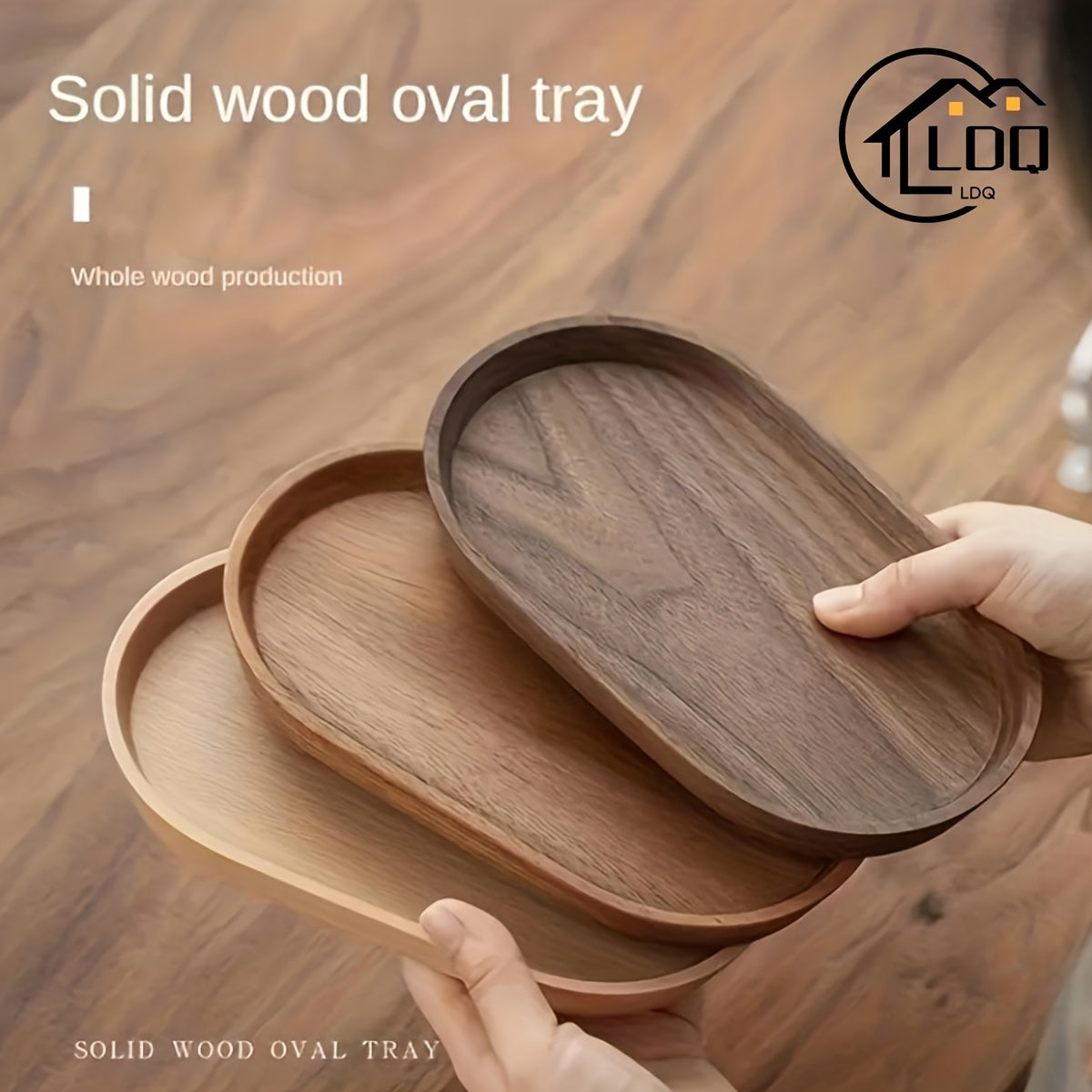 Japanese-Inspired LDQ Elegant Wooden Serving Tray - Space-Saving Design for Food & Drink Service - Perfect for Home Decor and Kitchen Accessories