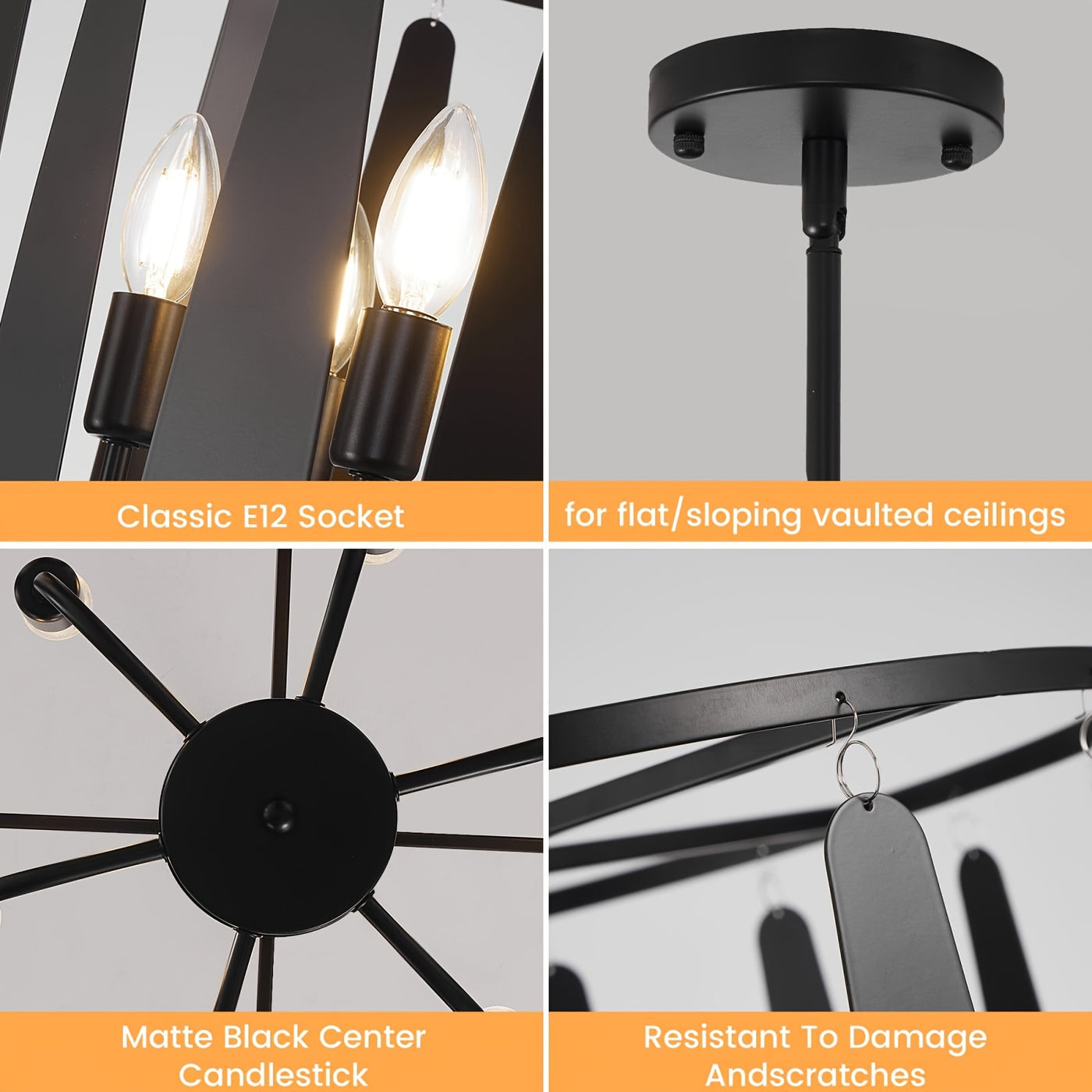 6-Light Island Lights For Kitchen, Farmhouse Dining Room Light Fixture, Rustic Foyer Lighting Fixtures, Modern Hanging Pendant Lights For Living Room, Bedroom, Entryway