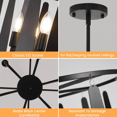 6-Light Island Lights For Kitchen, Farmhouse Dining Room Light Fixture, Rustic Foyer Lighting Fixtures, Modern Hanging Pendant Lights For Living Room, Bedroom, Entryway