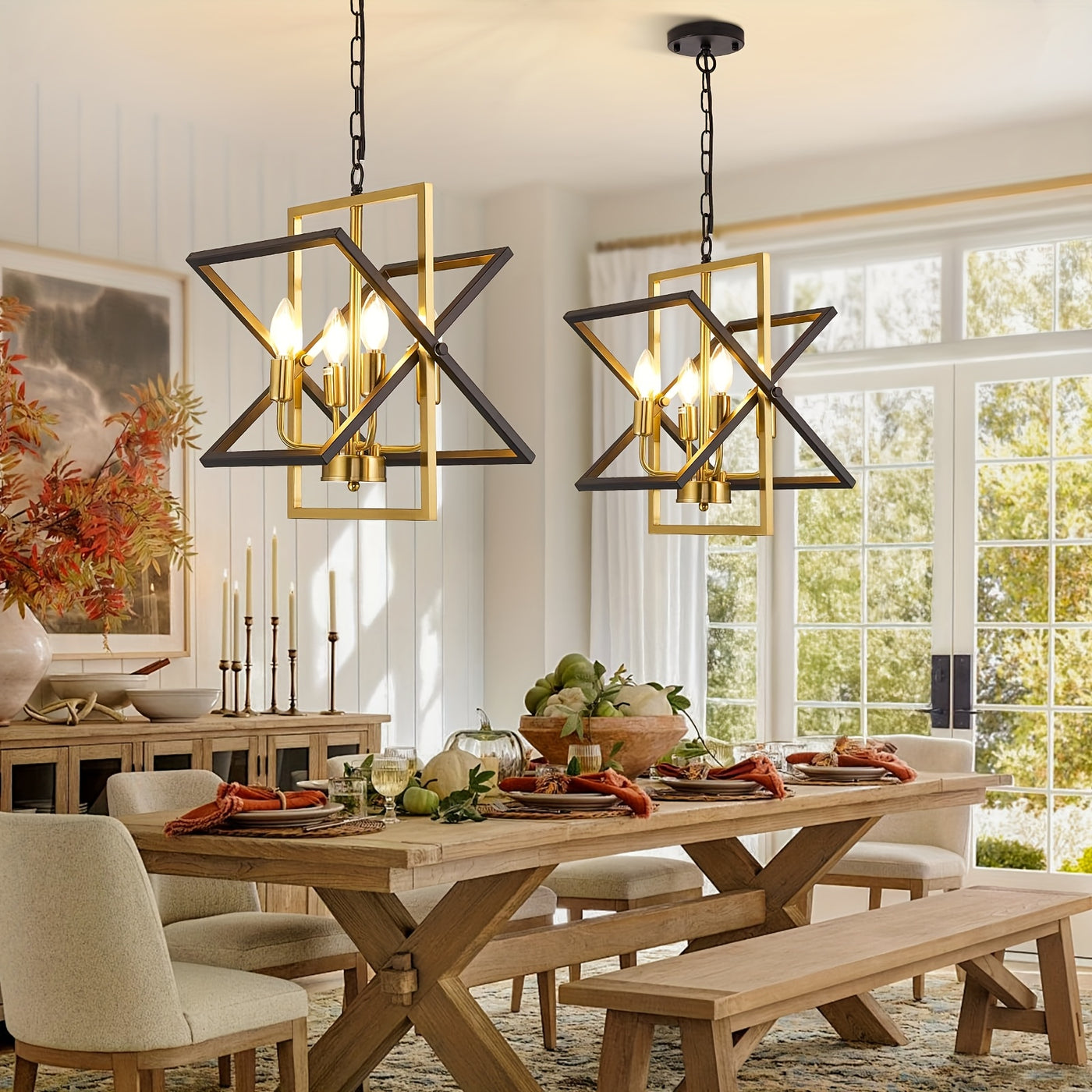 4-Light Farmhouse Dining Room Light Fixture/Chandelier Over Table, Modern Kitchen Island Lighting, Industrial Foyer Lighting Fixtures, For Living Room, Bedroom, Foyer, Stairway, Entryway