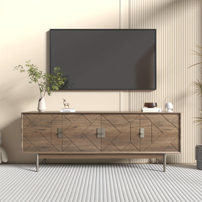 66'' TV Stands For Living Room, Modern Television Stand For 55/60/65 Inch TV, Farmhouse Entertainment Center With Storage