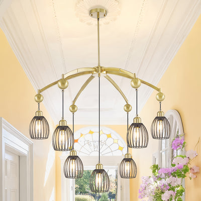 5/7/13-Light Modern Industrial chandelier - Matte Black linear pendant light with Adjustable height, Semi-Flush mounting, Heavy-Duty Metal Construction for Kitchen Island, Dining Room, Living Room, Bedroom - Compatible with d