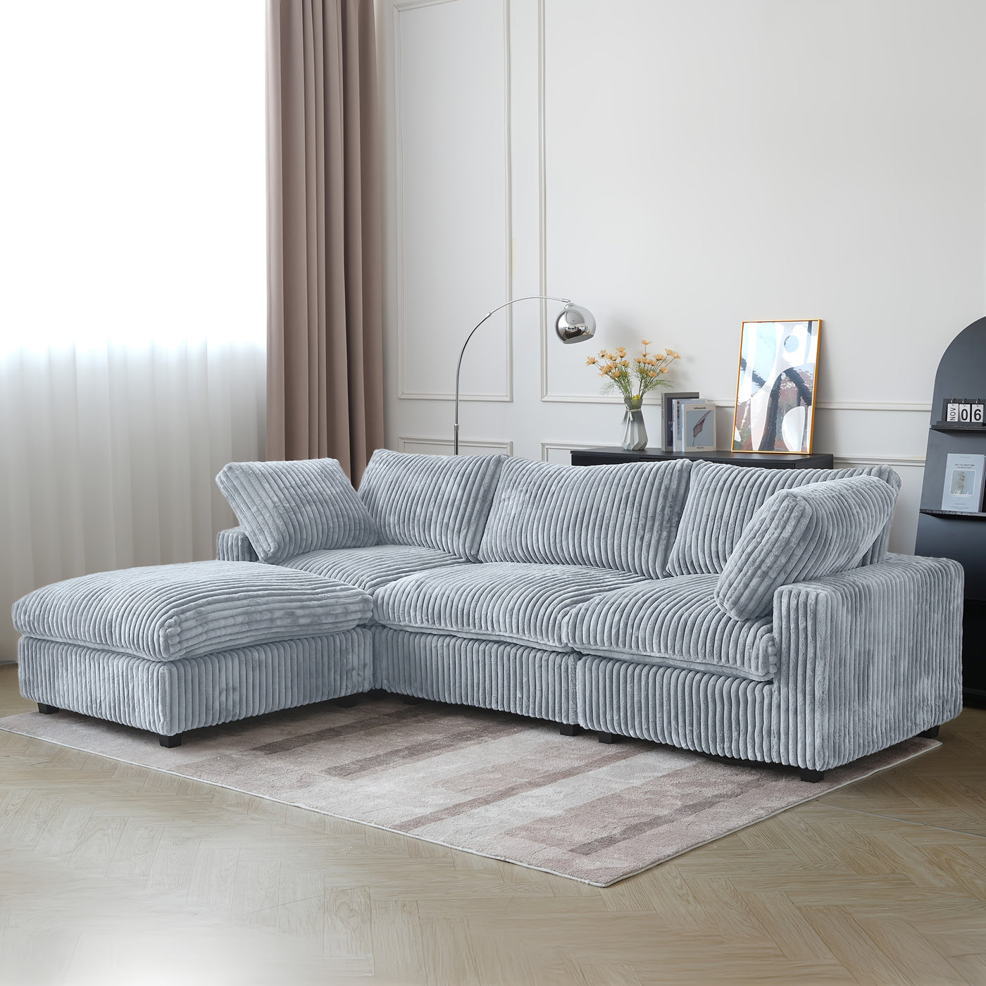Extra Large 118" Modern Modular Sectional Sofa - L-Shaped Sectional with Chaise Lounge, Plush Cushions & Washable/Replaceable Cover - Modular Sofa with Chaise Convertible, Spacious Living Room Couch for Apartments, Houses - E