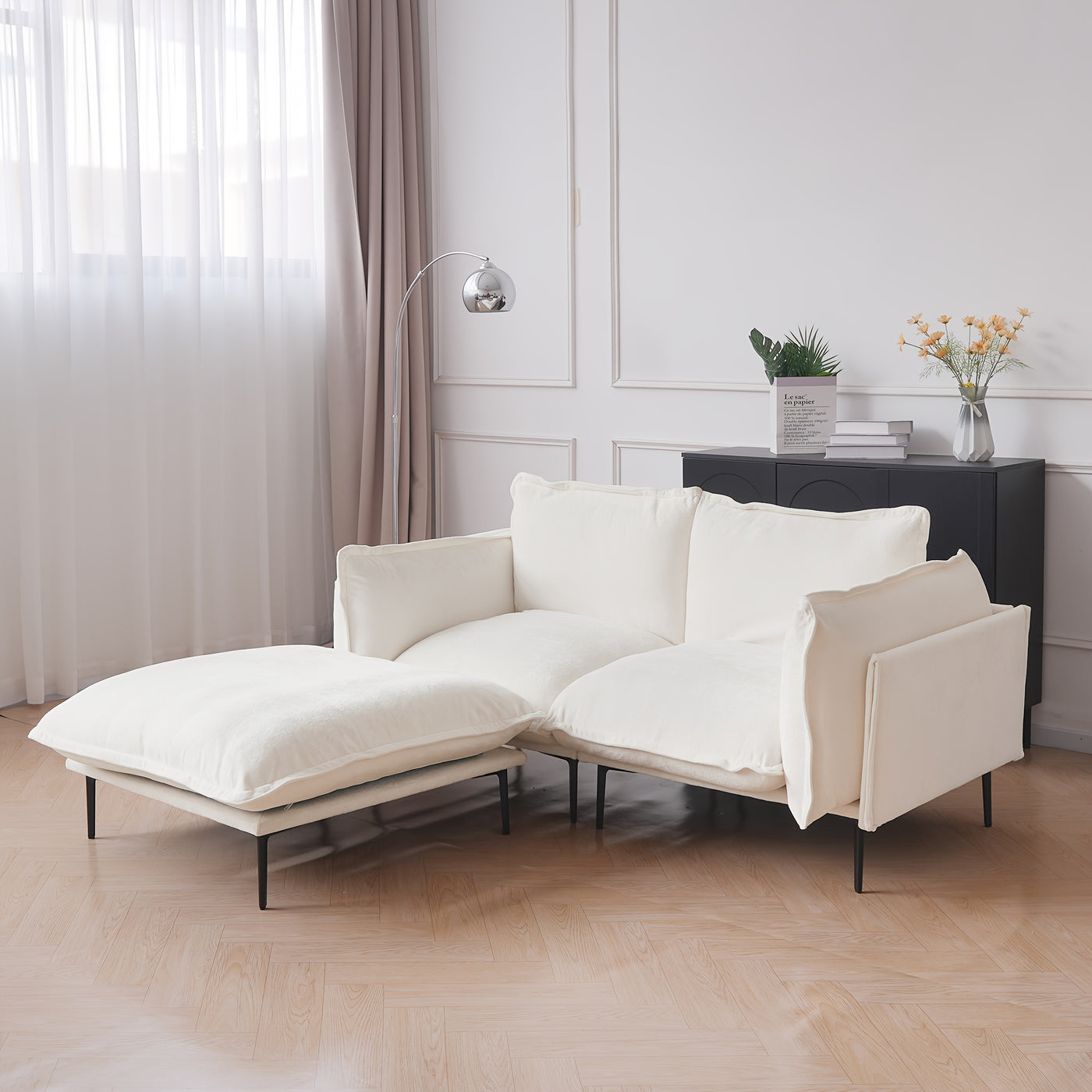 74" Modern Modular Sectional Sofa with Ottoman - Brown Chenille Fabric Cloud Couch, High-Density Foam Cushions & 7.87" Raised Legs, Space-Saving Design for Small Spaces, Easy Assembly, Pet-Friendly & Vacuum-Compatible, Hardwo
