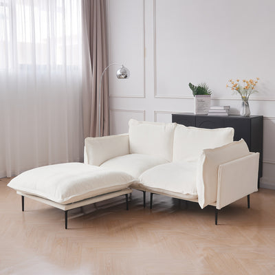 74" Modern Modular Sectional Sofa with Ottoman - Brown Chenille Fabric Cloud Couch, High-Density Foam Cushions & 7.87" Raised Legs, Space-Saving Design for Small Spaces, Easy Assembly, Pet-Friendly & Vacuum-Compatible, Hardwo