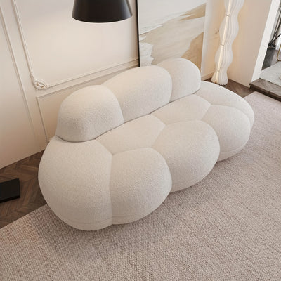 Modern Curved Cloud Shaped Couch for Living Room, Lazy Floor Couch, Boucle LoveSeat 3 Seater Sofa, Cozy Leisure Boneless Couches for Bedroom, Apartment-No Assembly Required, Couch for Bedroom, Boneless Sectional Sofa for Livi