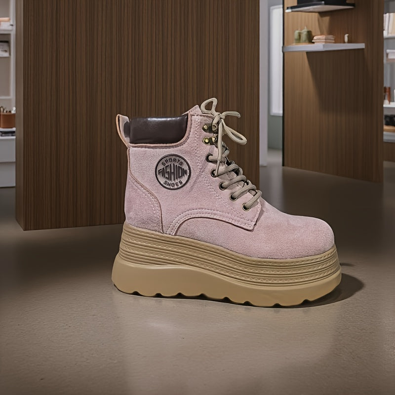 Round Toe Chunky Sole Retro Fashion Versatile Women's Boots/Daily Outdoor Hiking British Style Ankle Shorties