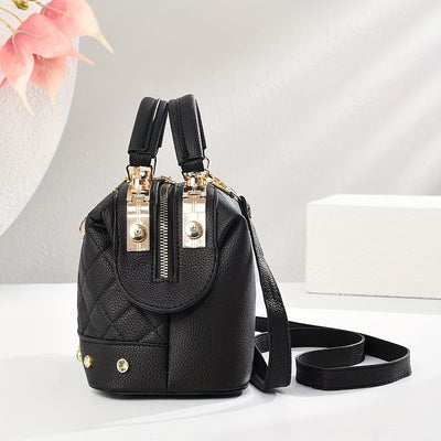 2025 Korean Fashion Women's Crossbody & Tote Bag - Detachable Shoulder Strap, Zipper Closure,, 5 Colors (Khaki/White/Red/Blue/Black)