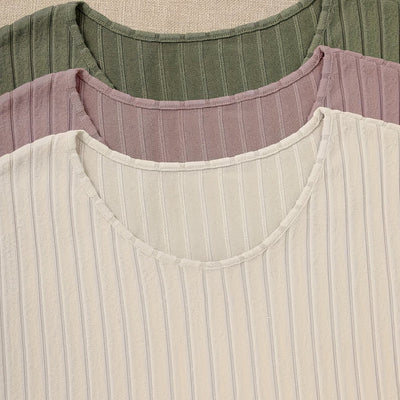 [3pcs] Ribbed Long Sleeve Casual T-Shirt Set