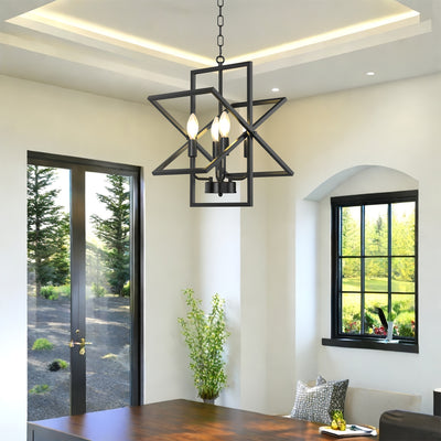 4-Light Farmhouse Dining Room Light Fixture/Chandelier Over Table, Modern Kitchen Island Lighting, Industrial Foyer Lighting Fixtures, For Living Room, Bedroom, Foyer, Stairway, Entryway