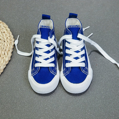 Versatile Unisex Korean Style Canvas Sneakers - Children's Mid-Top Casual Athletic Shoes - Fashionable and Classic for Spring/Fall and Skateboarding