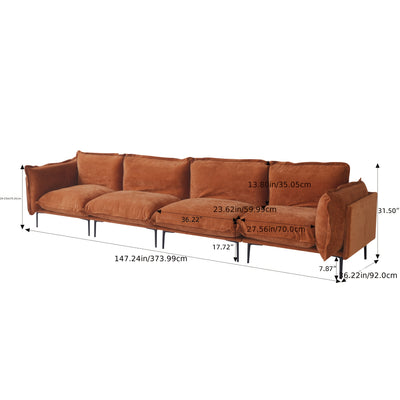 Modern Minimalist 4-Seater Modular Sectional Sofa - 147" Deep Seat Cloud Couch with Plush Chenille Upholstery, Hardwood Frame & Cushioned Backrest, White Fabric for Living Room, Bedroom, Office - No Assembly Required, Section
