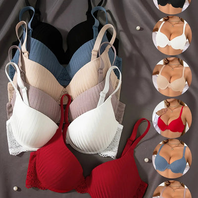 [6pcs] Elegant Striped Push-Up Bras